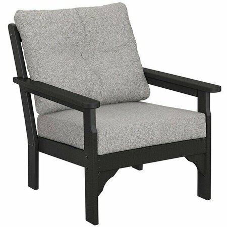 POLYWOOD GN23BL-145980 Vineyard Black / Grey Mist Deep Seating Chair 633GN23BL145
